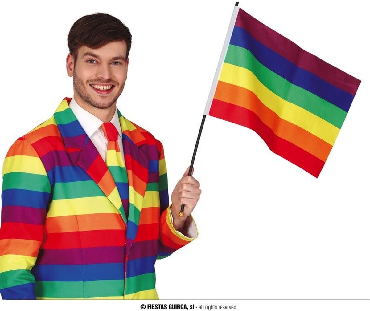 Grappig & Fout Kostuum | Shoutout To Be Proud Regenboog Vlag 35 45 Centimeter | False | Carnaval kostuum | Verkleedkleding